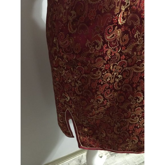 Da Hwa Red Medium Silk Asian Style Halter Occasion Dress - Picture 3 of 4